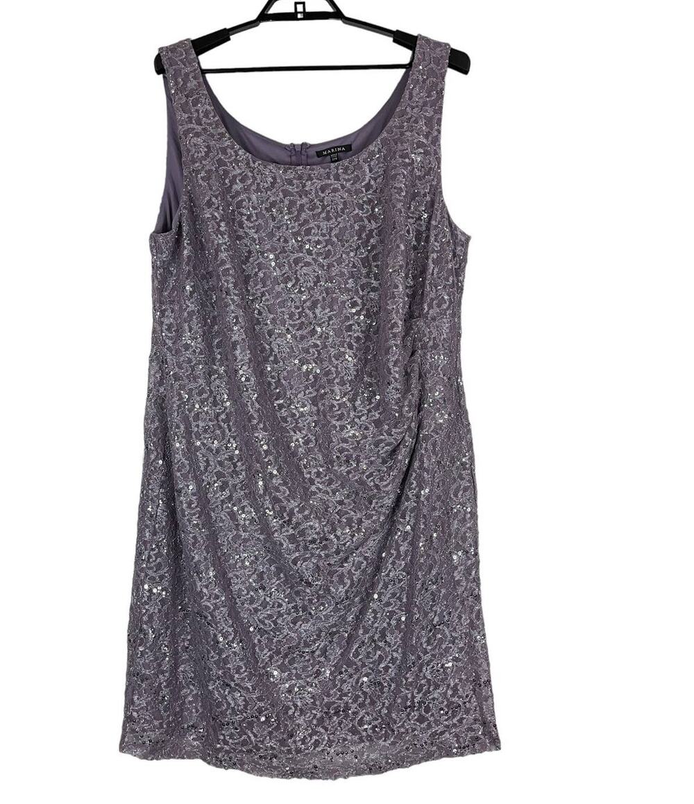 Marina dress light purple sequin lace metallic sleeveless